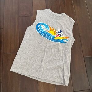 Disney Gray Kids Tank Top with Surfing Mickey Mouse Graphic